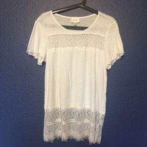 ANTHROPOLOGIE DELETTA Linen Top With Lace Detail